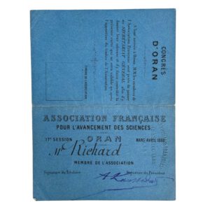 Personal travel documents ‚Congrès d’Oran‘ of Jules Richard (D078)