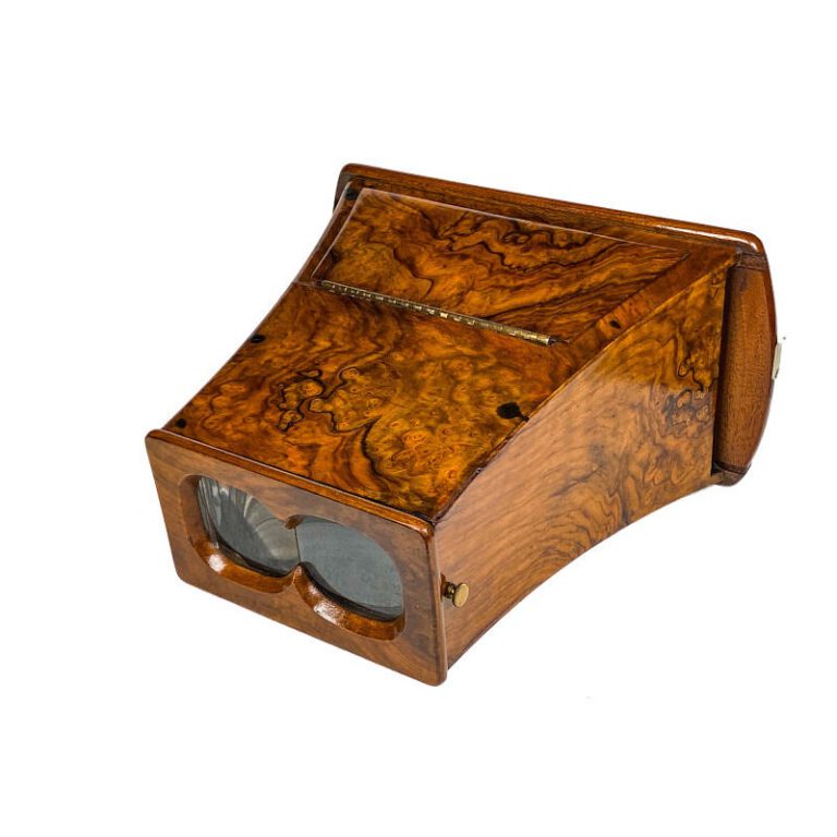 Brewster Stereoscope, Burl Walnut, Prismatic Lenses
