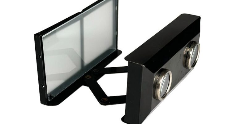 Foldable Stereoscope ‘en tôle vernie noire’, Metal