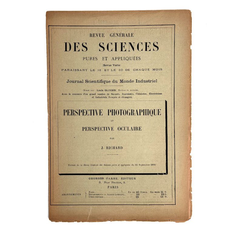 Offprint ‘Perspective Photographique et Perspective Oculaire’