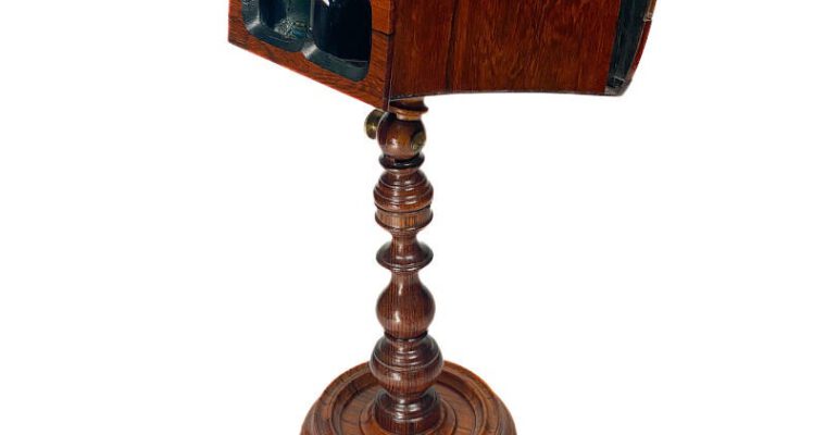 Brewster Stereoscope on Stand, Rosewood, Prismatic Lenses