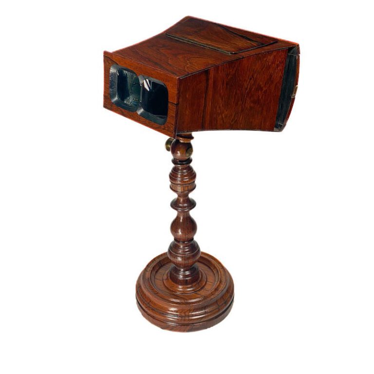 Brewster Stereoscope on Stand, Rosewood, Prismatic Lenses