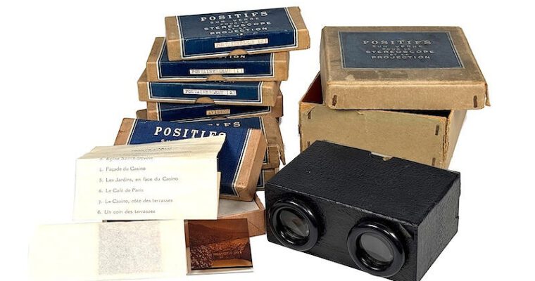 Cardboard Stereoscope with Original Storage Box and Image&nbsp;Sets