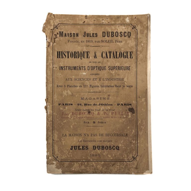 Catalogue Duboscq ‘Historique & Catalogue’ 1885